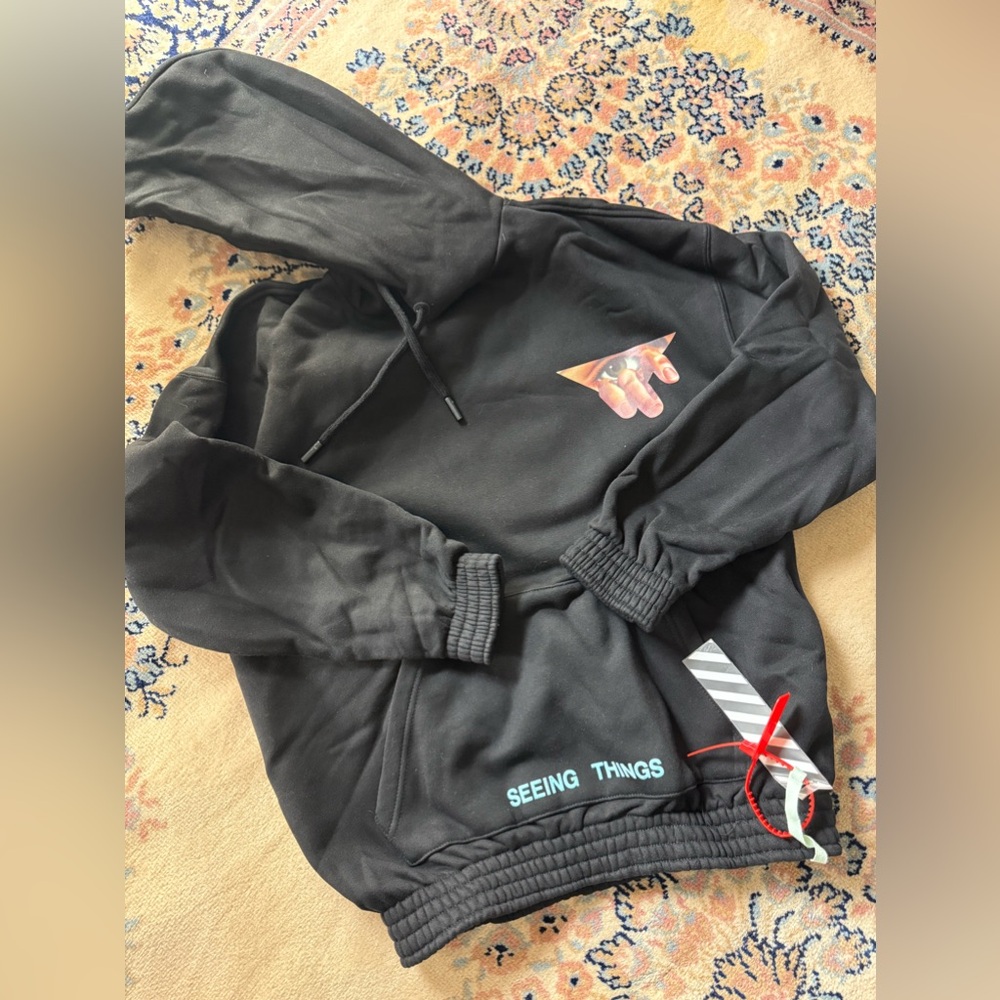 RARE!! NWT OFF-WHITE Main Label Seeing Things 2013 Hoodie Black Small